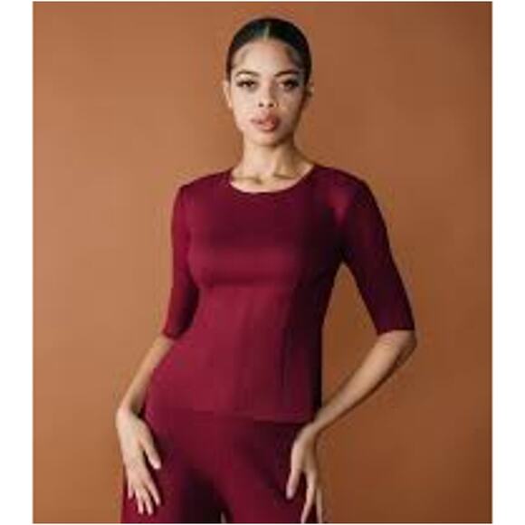 New ~ CHLOE KRISTYN  ~ Julia Ponte Half Sleeve Blouse Size S ~ FALL - Picture 1 of 8